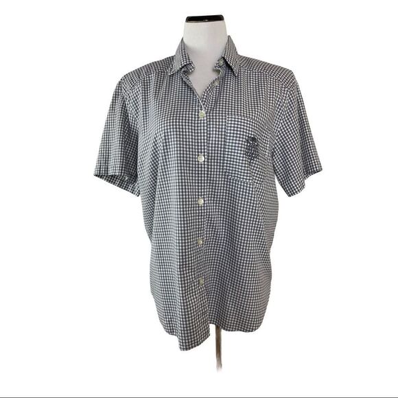 ALFRED DUNNER Gray White Checked Blouse Size 16 - Picture 1 of 8